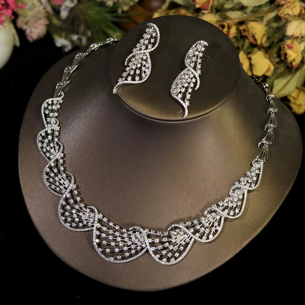 Luxury Crystal Cubic Zirconia Circular Jewelry Set