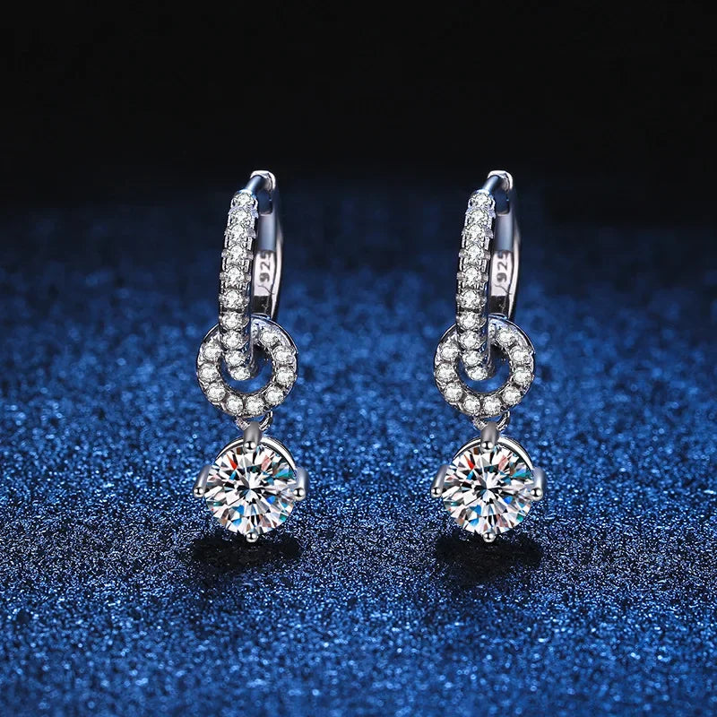 Luxury Sparkling Moissanite 925 Sterling Silver Drop Earrings