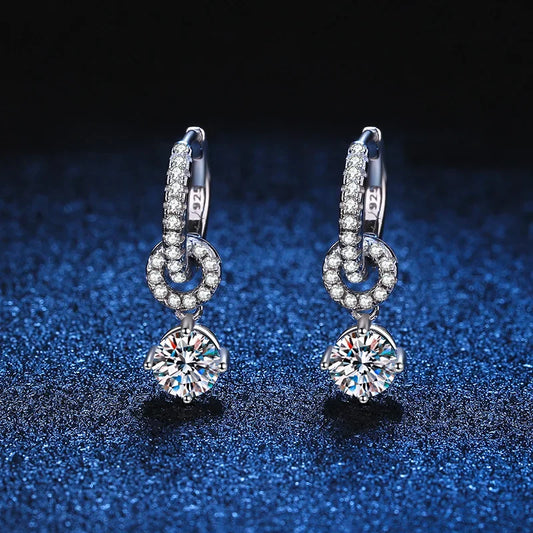 Luxury Sparkling Moissanite 925 Sterling Silver Drop Earrings