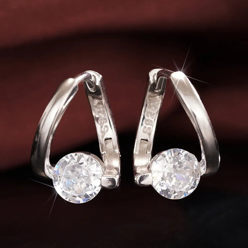 Sparkling Fashion 925 Sterling Silver Hoop Earrings