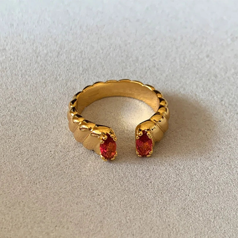 Unique Gold Engagement Ring with Sparkling Zircons