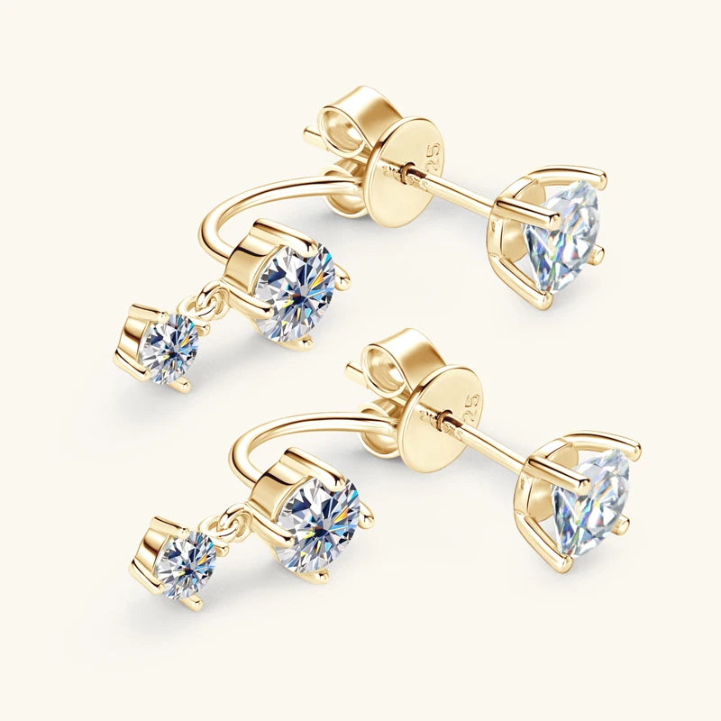 Sophisticated Moissanite 925 Sterling Silver Double Sided Earring