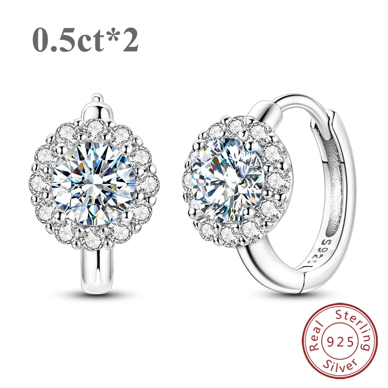 Radiant 1CT Moissanite Hoop Earrings in 925 Sterling Silver