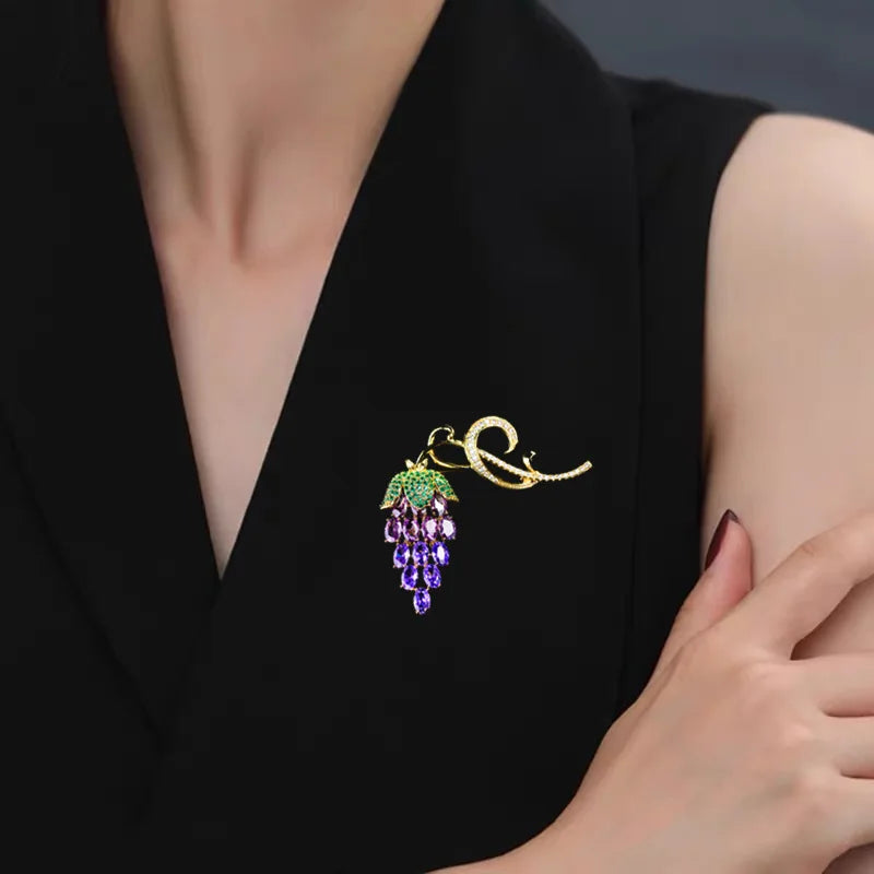 Elegant Grape Fruit Brooch