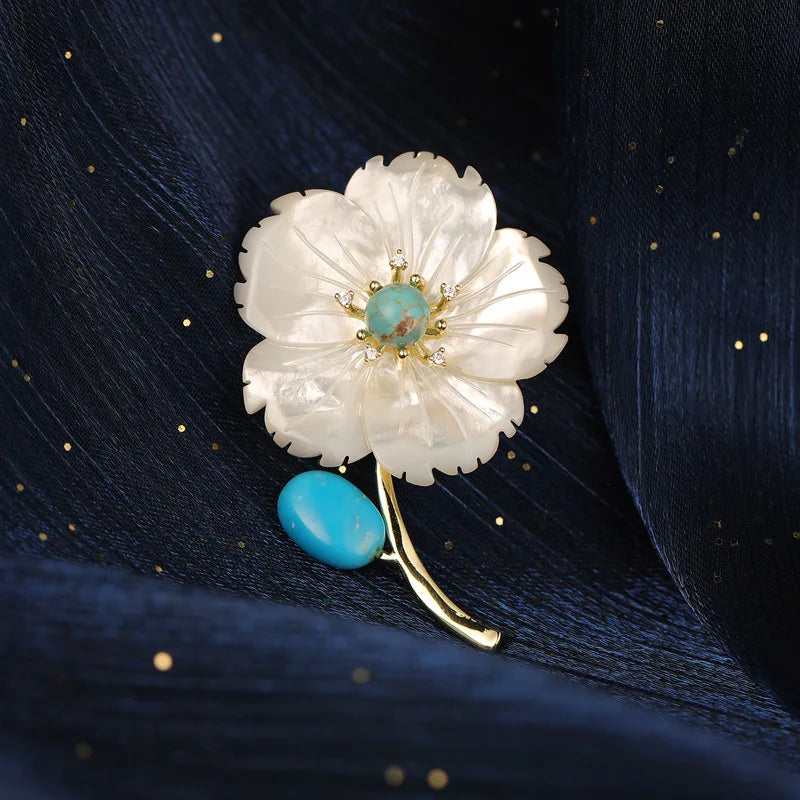 Versatile Natural Pear Shell Flower Brooch