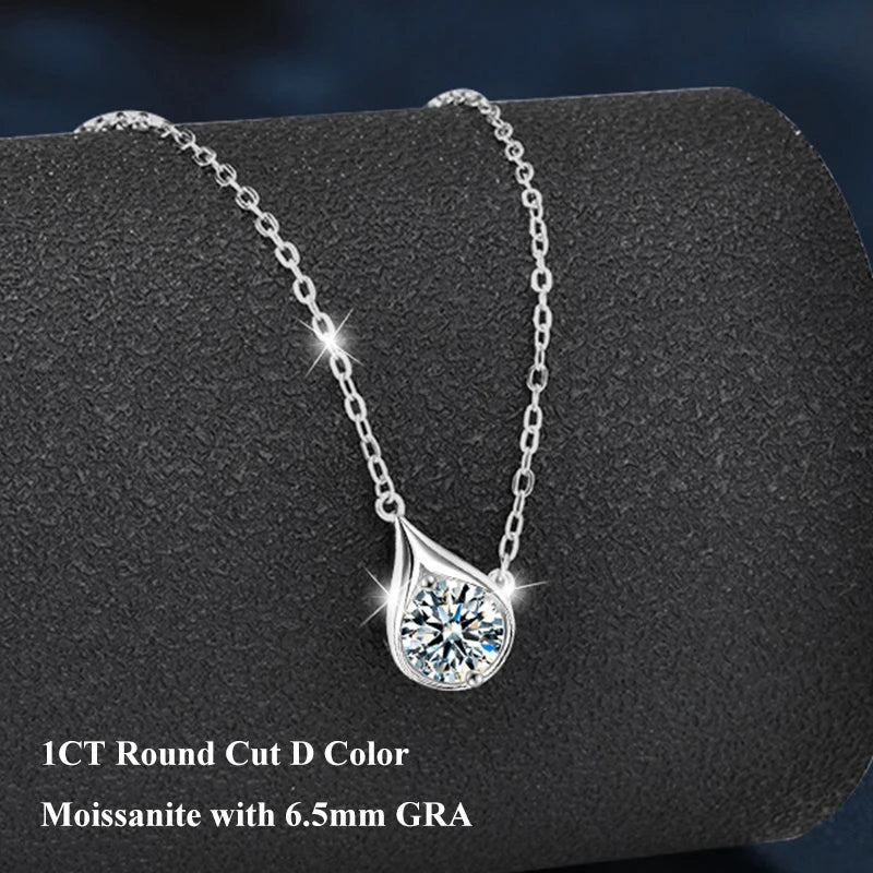 Classic Pear Teardrop Shape D Color Moissanite Pendant Necklace
