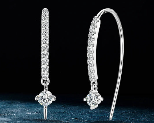 Round Moissanite 925 Sterling Silver U-shaped Stud Earrings